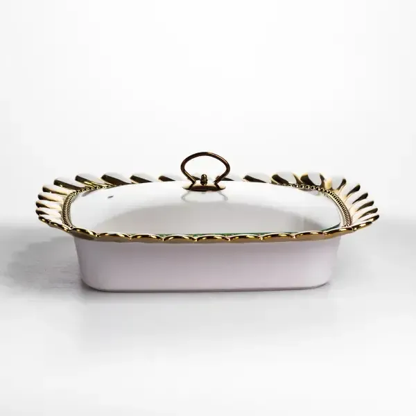 Мармітниця порцелянова Tiffany 2 л квадратна на металевій підставці 38х30х7 см SX42-3 (SX42-3) - зображення 2