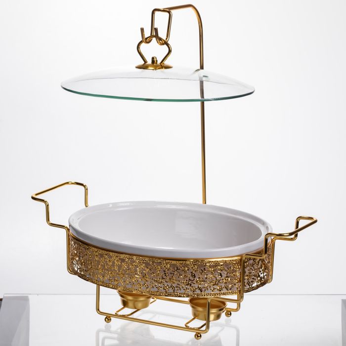 Мармітниця настільна порцелянова 2.5 літра марміт круглий на підставці Білий із золотом YL-76 (YL-76) - изображение 2