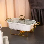 Мармитница прямоугольная керамическая 1 литр мармит с подогревом для других блюд настольный. (HP1028)