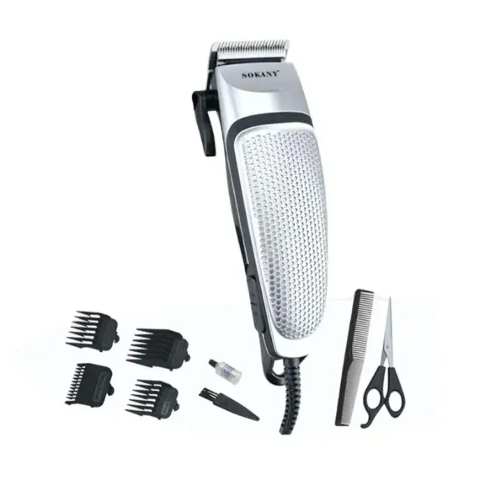 Машинка для стрижки волос электрическая 10 Вт универсальная 4 насадки Серебристая Sokany (SK-4643) - изображение 1