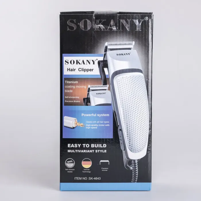 Машинка для стрижки волос электрическая 10 Вт универсальная 4 насадки Серебристая Sokany (SK-4643) - изображение 7