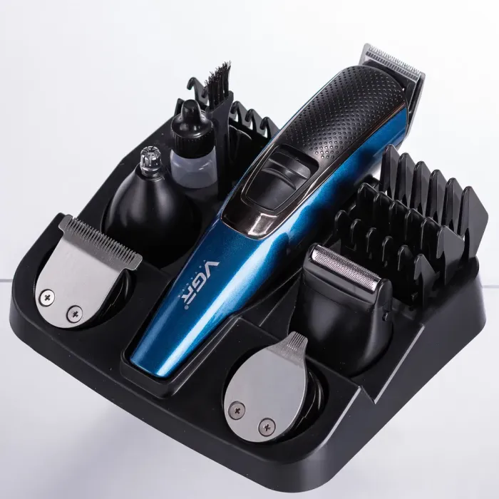 Машинка тример для стрижки 4в1 з насадками Синій VGR V-172 (HP-V-172) - изображение 2