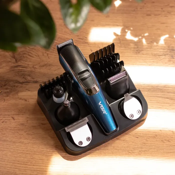 Машинка тример для стрижки 4в1 з насадками Синій VGR V-172 (HP-V-172) - изображение 9