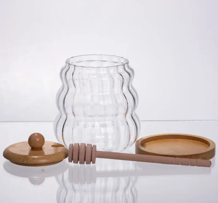 Медовниця скляна з кришкою та ложкою 320 (мл) медовниця баночка для зберігання меду 64486-9 (64486-9) - зображення 2