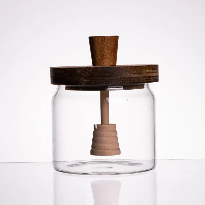 Медовниця скляна з кришкою та ложкою 400 (мл) медовниця баночка для зберігання меду 64486-1 (64486-1) - зображення 1