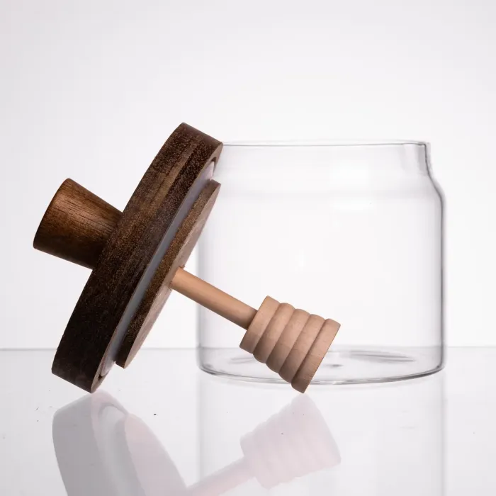 Медовниця скляна з кришкою та ложкою 400 (мл) медовниця баночка для зберігання меду 64486-1 (64486-1) - зображення 3