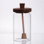 Медовниця скляна з кришкою та ложкою 900 (мл) медовниця баночка для зберігання меду 64486-3 (64486-3)