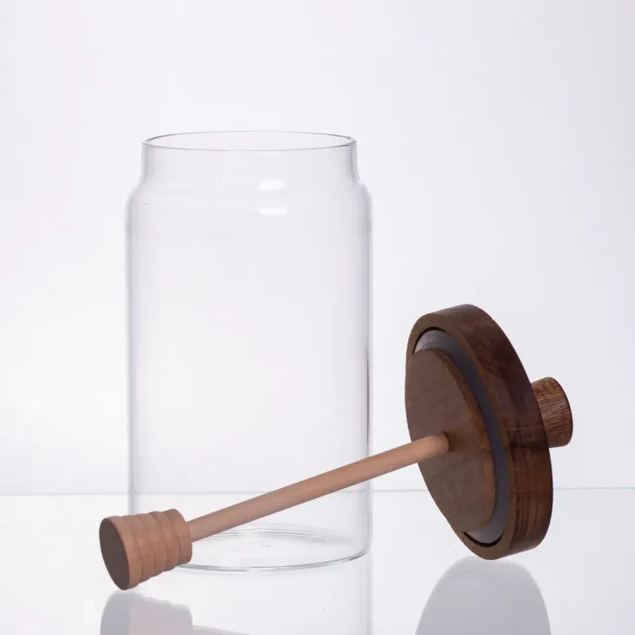 Медовниця скляна з кришкою та ложкою 900 (мл) медовниця баночка для зберігання меду 64486-3 (64486-3) - зображення 2