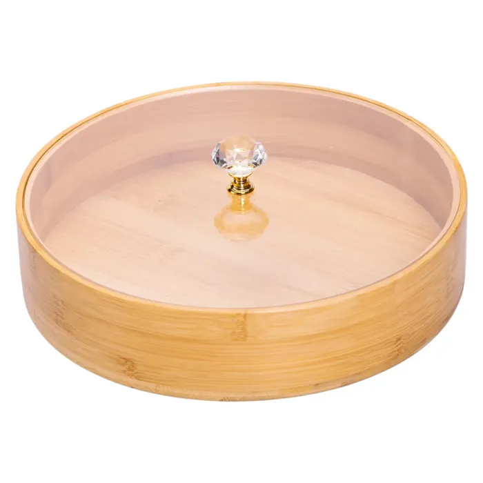 Менужниця дерев'яна на 4 секції з кришкою для закусок Ø25 (см) кругла HB-40-3 (HB-40-3) - изображение 3