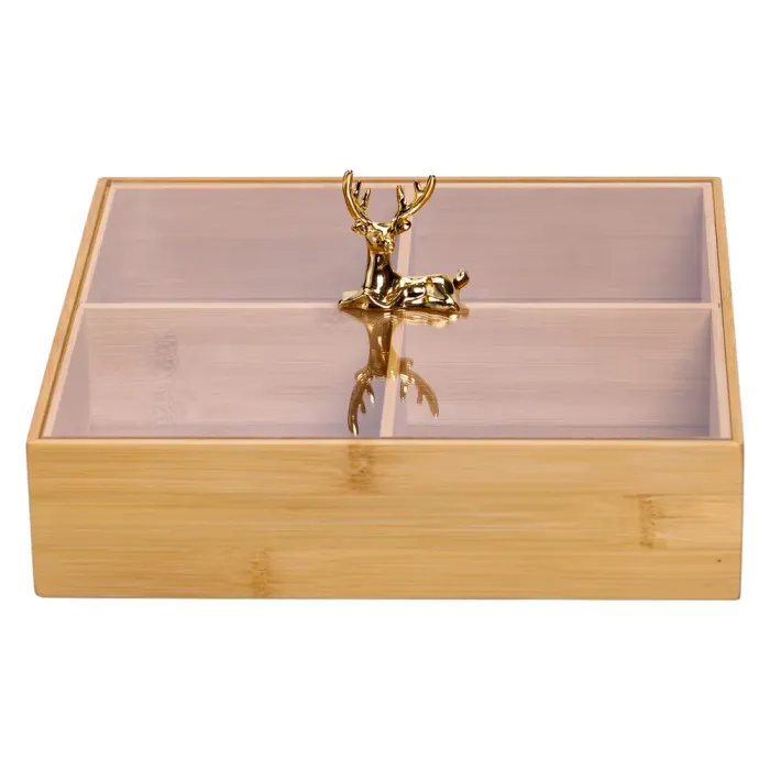 Менажниця дерев'яна на 4 секції з кришкою квадратна HB-40-1 (HB-40-1) - изображение 4