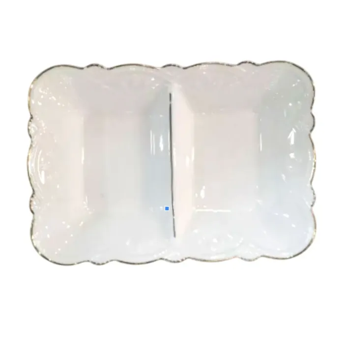 Менажниця порцелянова на 2 секції для закусок 20×14×3.5 (см) тарілка менажниця прямокутна для сервірування Біла 120-YH-HG017 (120-YH-HG017) - зображення 1