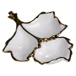 Менажниця порцелянова на 3 секції для закусок 27×19.5×4 (см) тарілка менажниця Білий із золотом ZBSY-12 (ZBSY-12)