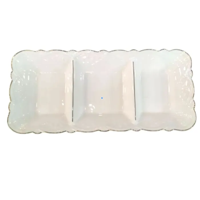 Менажниця порцелянова на 3 секції для закусок 30×14×3.5 (см) тарілка менажниця прямокутна для сервірування Біла 120-YH-HG016 (120-YH-HG016) - зображення 1