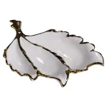 Менажниця порцелянова на 3 секції для закусок 40×25×7.5 (см) тарілка менажниця Білий із золотом ZBSY-16 (ZBSY-16)