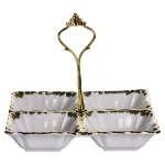 Менажниця порцелянова на 4 секції для закусок тарілка менажниця 18×18×3 (см) менажниця з ручкою Білий з золотом LC-BYL-100 (LC-BYL-100)