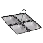 Менажниця порцелянова на 4 секції 22.5×22.5×3 (см) з ручкою Білий зі сріблом LC-BYL-101-S (LC-BYL-101-S)