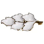 Менажниця порцелянова на 5 секцій для закусок 37.5×22.5×5 (см) тарілка менажниця Білий із золотом ZBSY-15.5 (ZBSY-15.5)