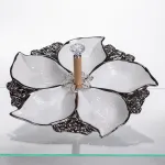 Менажниця порцелянова на 5 секцій для закусок тарілка менажниця 30×30×13 (см) Білий з сріблом 918-44S (918-44S)