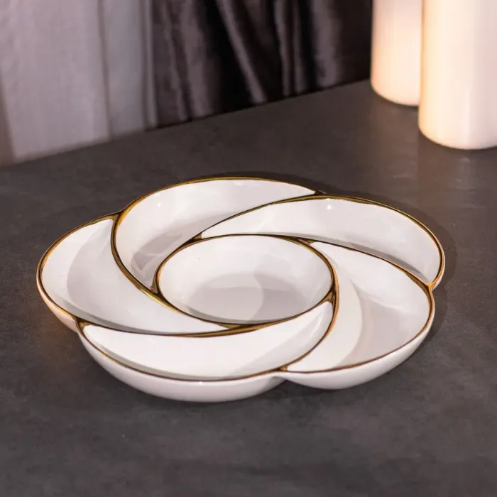 керамическая круглая 28 см тарелка для закусок на 6 секций (HP1005) - изображение 2