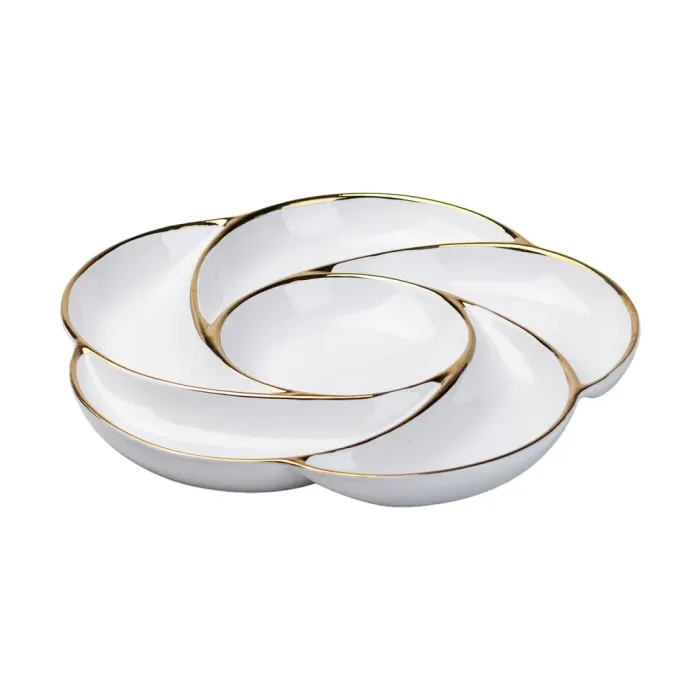 керамическая круглая 28 см тарелка для закусок на 6 секций (HP1005) - изображение 3