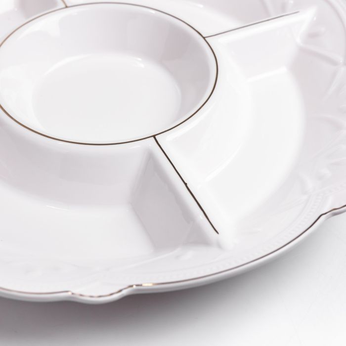 Менажниця кругла порцелянова Pearl на 5 секцій 31,5 см Yiwu HP-HK-C31 (HP-HK-C31) - изображение 4