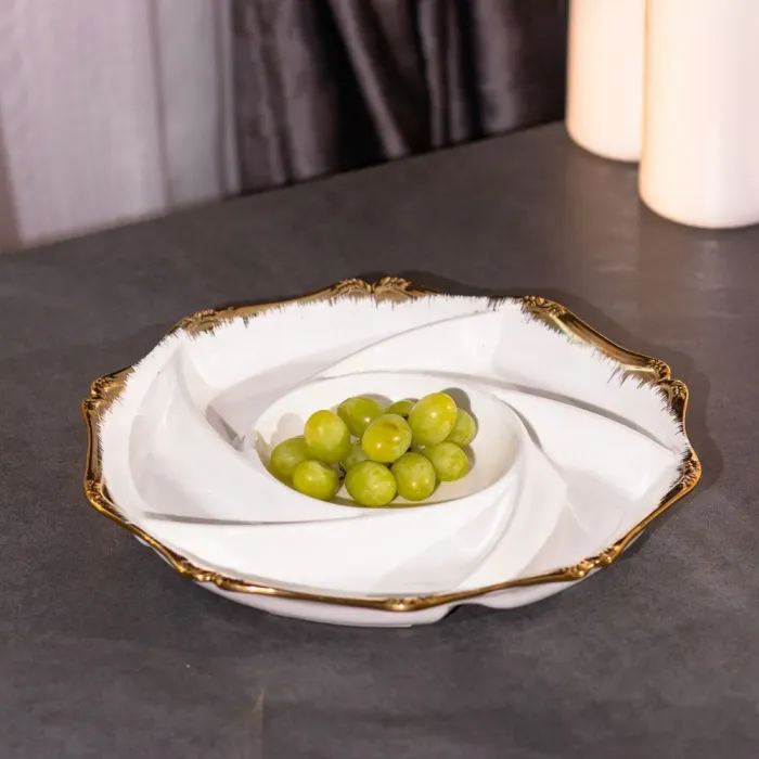 Менажниця на 6 секцій кругла керамічна Ø 28 см сервірувальна тарілка для подачі закусок (HP1004) - зображення 1