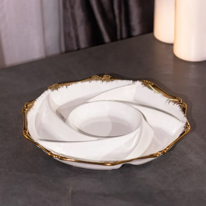 Менажниця на 6 секцій кругла керамічна Ø 28 см сервірувальна тарілка для подачі закусок (HP1004) - зображення 2