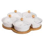 Менажниця керамічна на підставці, що обертається, 5 секцій біла HP-1217 (HP-1217)