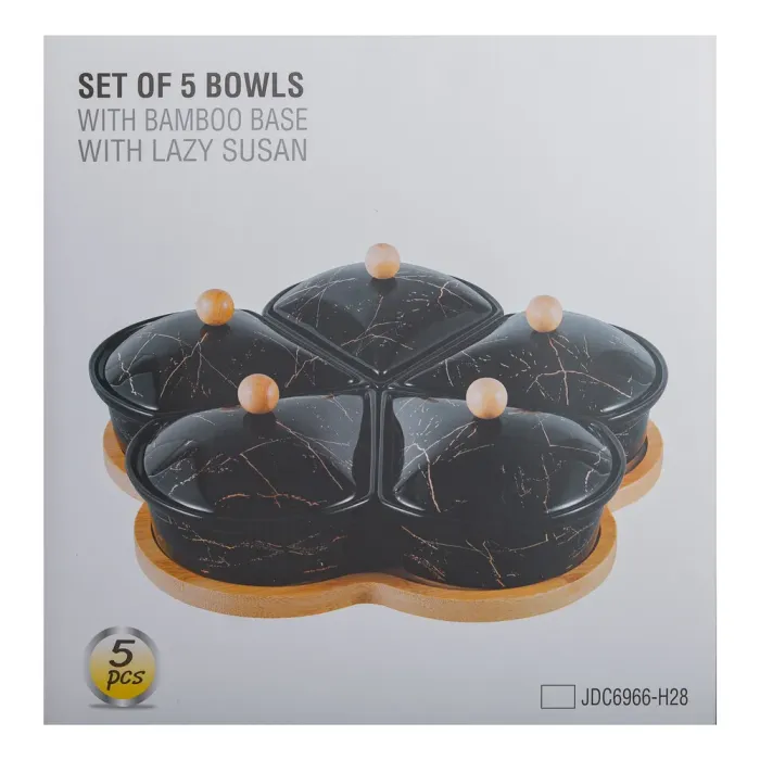 Менажниця керамічна на підставці, що обертається, 5 секцій біла HP-1217 (HP-1217) - изображение 8