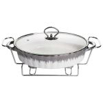 Мармітниця овальна зі скляною кришкою на підставці з підігрівом 35.5х22х14 см MH739-M (MH739-M)