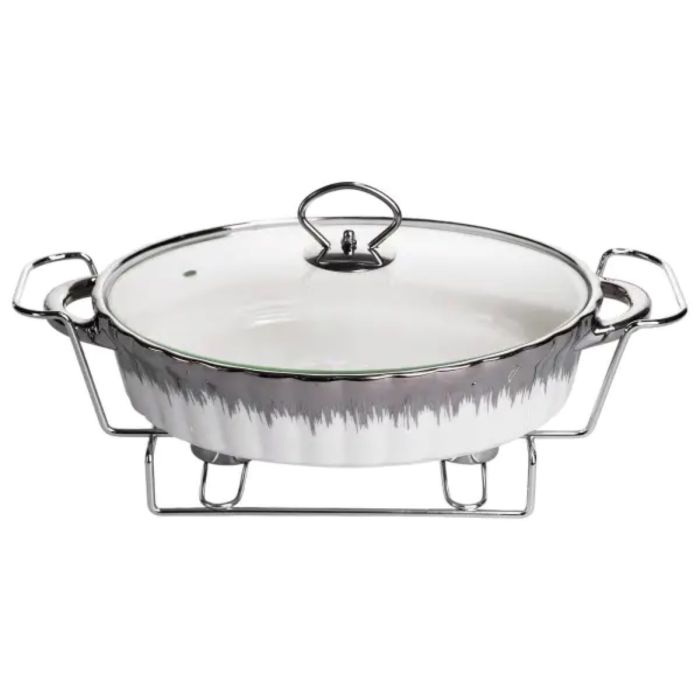 Мармітниця овальна зі скляною кришкою на підставці з підігрівом 35.5х22х14 см MH739-M (MH739-M) - изображение 1