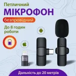 Мікрофон петличний для телефону бездротовий bluetooth петличка на одяг професійна (HP176092)