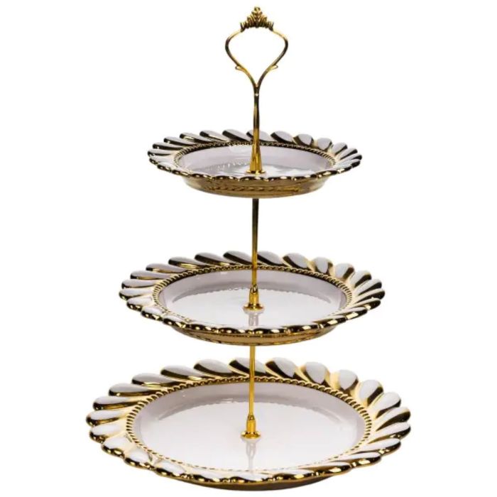 Фруктовниця кругла трьохярусна для сервірування фруктів і солодощів 25х33 см ML2085 (ML2085) - изображение 1