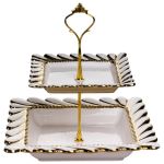 Фруктовниця квадратна 23х23х23 см двоярусна порцелянова стійка для закусок біла ML2086 (ML2086)