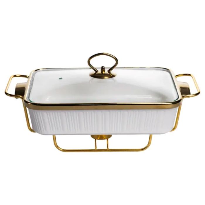 Мармітниця порцелянова на підставці 2л з підігрівом білий 40х22.5х15.5 см ML850-15 (ML850-15) - изображение 1