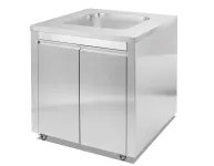 Модуль с мойкой и двумя распашными дверками, на колесах, 800х820х900 мм, нержавеющая сталь GRILLI 777795