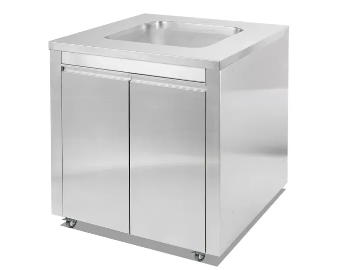 Модуль с мойкой и двумя распашными дверками, на колесах, 800х820х900 мм, нержавеющая сталь GRILLI 777795 - зображення 1