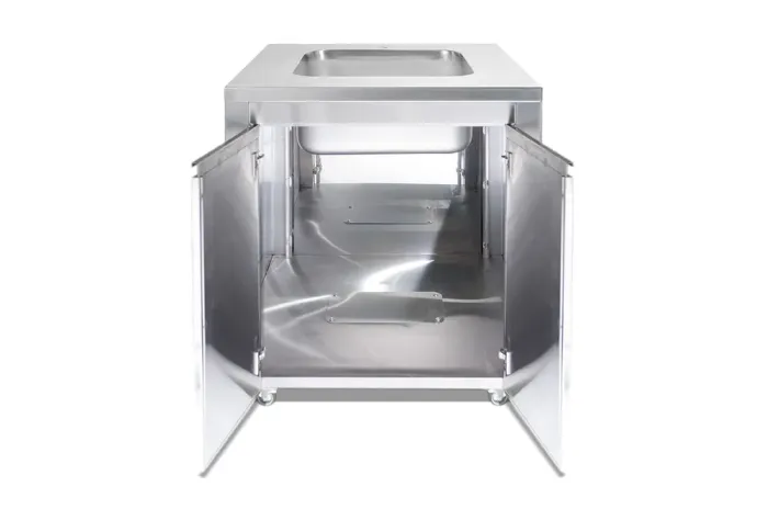 Модуль с мойкой и двумя распашными дверками, на колесах, 800х820х900 мм, нержавеющая сталь GRILLI 777795 - зображення 3