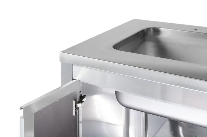 Модуль с мойкой и двумя распашными дверками, на колесах, 800х820х900 мм, нержавеющая сталь GRILLI 777795 - зображення 4