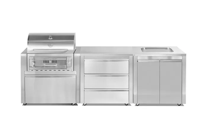 Модуль с мойкой и двумя распашными дверками, на колесах, 800х820х900 мм, нержавеющая сталь GRILLI 777795 - зображення 7