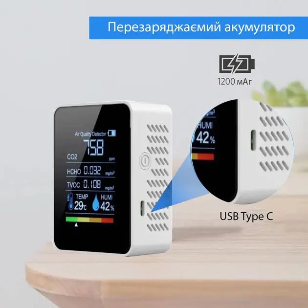 Монітор якості повітря GRILLI 5в1 White 777664 - зображення 3