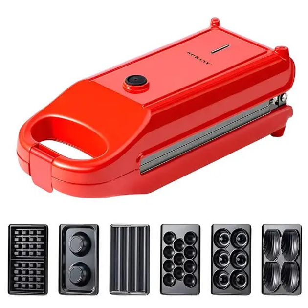 Мультипекар 6 в 1 Sokany SK-BBQ-836 700 Вт антипригарне покриття Червоний (SK-BBQ-836) - зображення 1