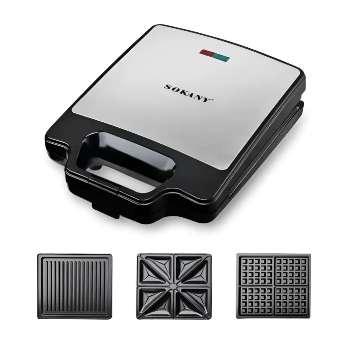 Мультипекар з насадками 1400 Вт професійна вафельниця електрична Sokany (SKBBQ852) - зображення 3