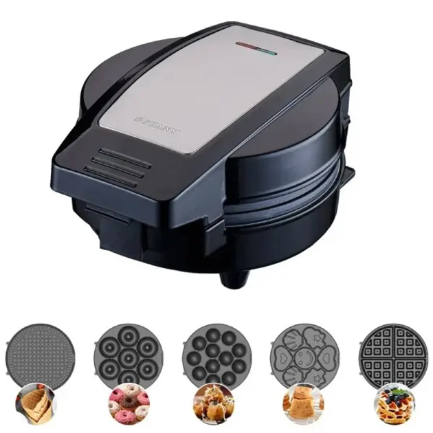 Мультипекар Sokany SK-08105 5 в 1 600 Вт з антипригарними панелями: для вафель, коржів, пончиків, горішків, фігурного печива (SK-08105) - изображение 3