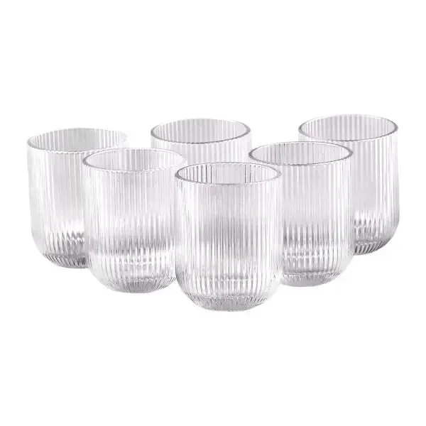 Набір склянок 6 шт скляні склянки 250 (мл) для соку, лимонаду, коктейлів склянки для напоїв HP7112RB (HP7112RB) - зображення 1