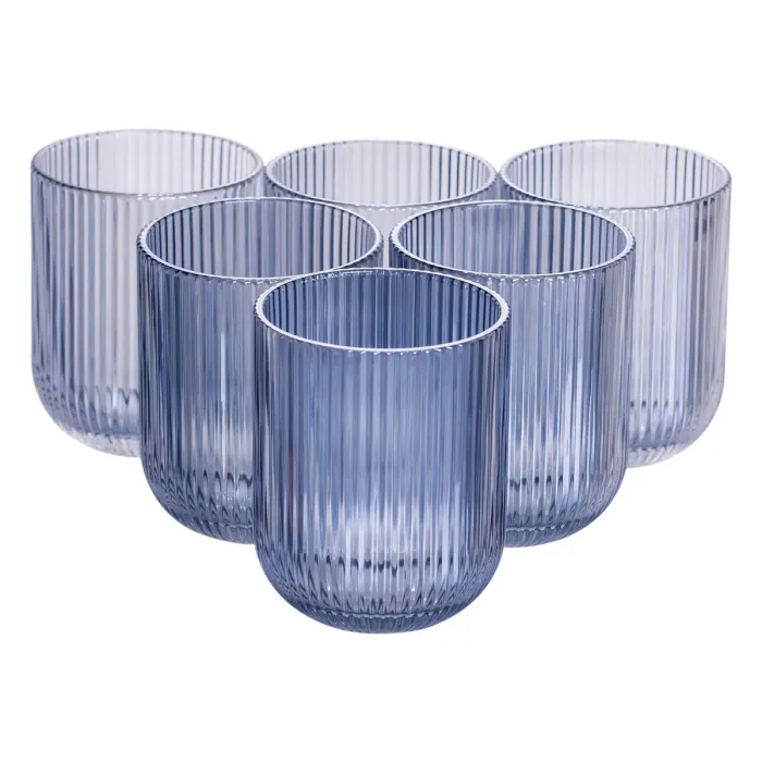 Набір склянок 6 шт скляні склянки 250 (мл) для соку, лимонаду, коктейлів склянки для напоїв Блакитний HP7112BL (HP7112BL) - зображення 1