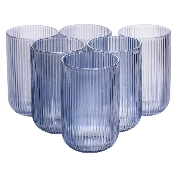Набір склянок 6 шт скляні склянки 400 мл Блакитний HP7113BL (HP7113BL) - изображение 1