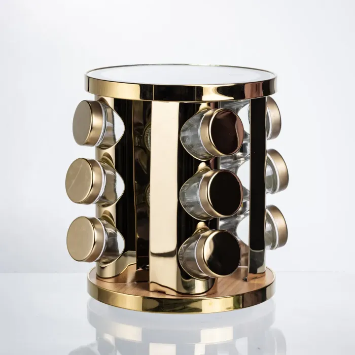 Набір баночок для спецій 12 шт. по 100 мл на підставці з дзеркалом та LED-підсвіткою HP-1358 (HP-1358) - изображение 3