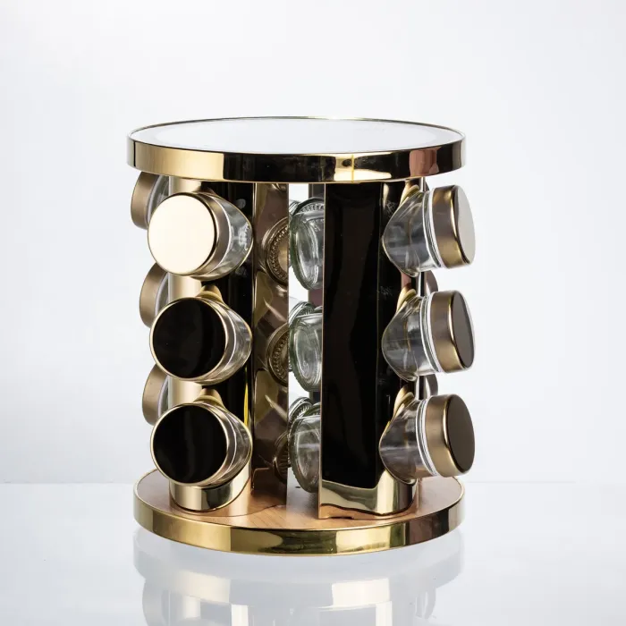 Набір баночок для спецій 12 шт. по 100 мл на підставці з дзеркалом та LED-підсвіткою HP-1358 (HP-1358) - изображение 4