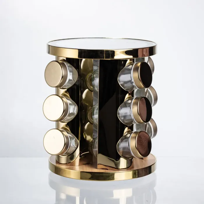 Набір баночок для спецій 12 шт. по 100 мл на підставці з дзеркалом та LED-підсвіткою HP-1358 (HP-1358) - изображение 6